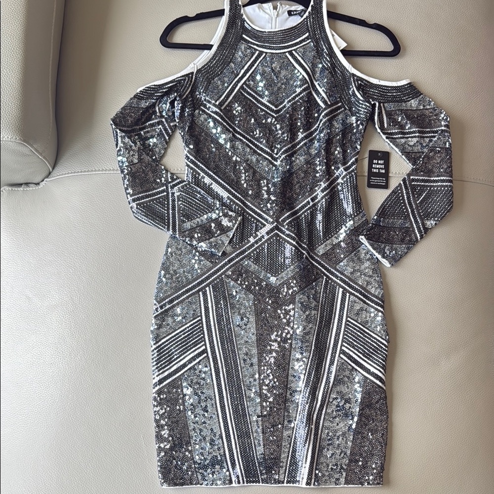 Elegant Silver Sequin Dress
